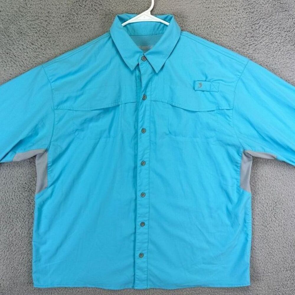 Reel Legends Shirt Adult XL Fishing Light Blue Mariner II Vented Button Up Mens
